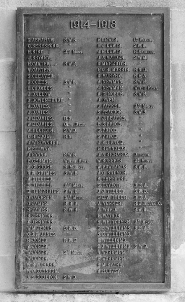 First World War Names of the Fallen from Newbridge, South Wales
