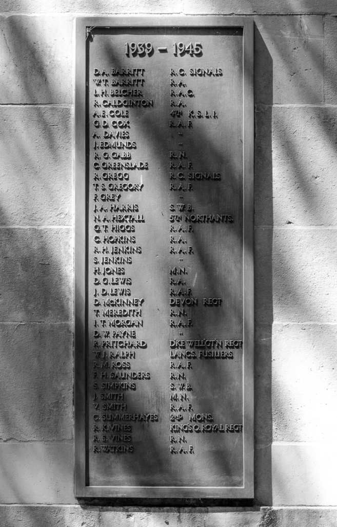 Second World War Names of the Fallen from Newbridge, South Wales