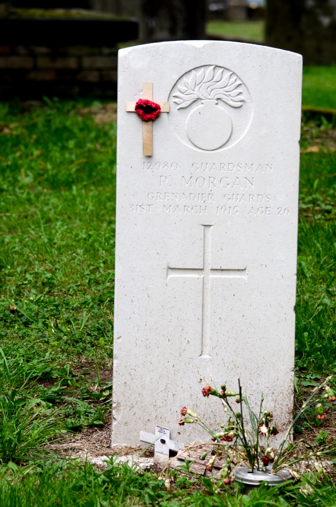 The grave of Guardsman Penry Morgan from Cwmbran who died in the Great War
