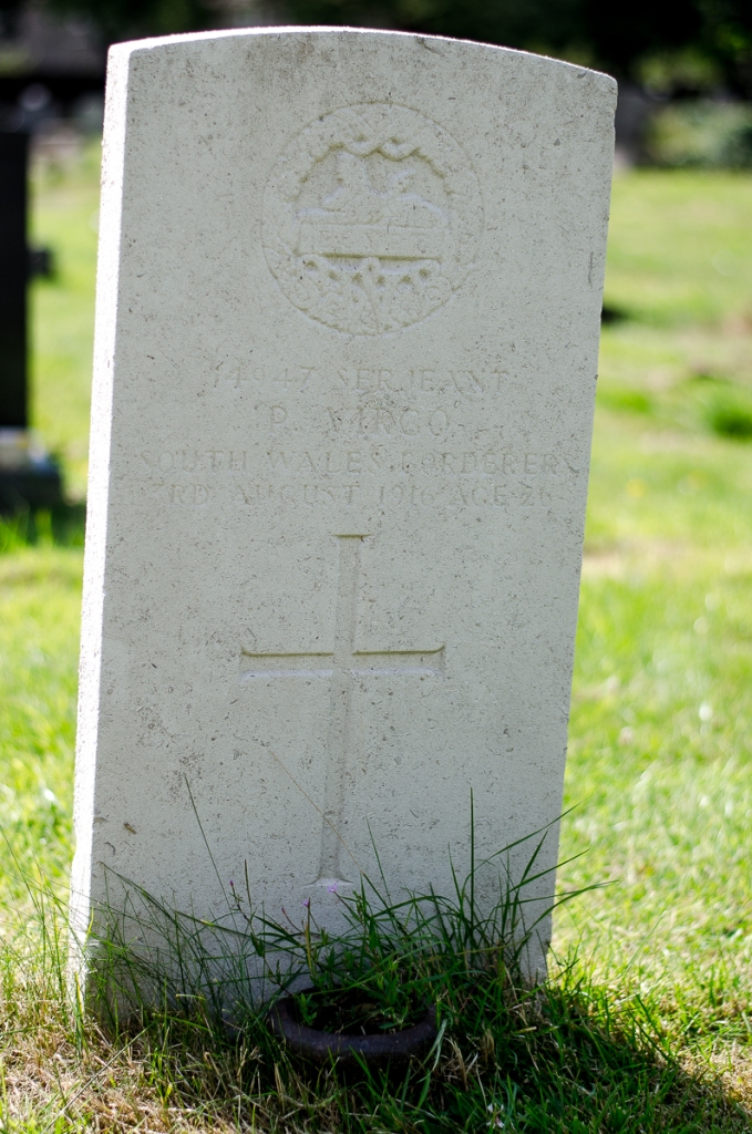 The grave of Sergeant Percy Virgo, buried at Llantarnam cemetery, Cwmbran