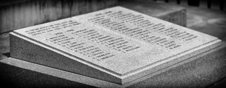 The Book of Remembrance at the base of the Pontnewydd War Memorial