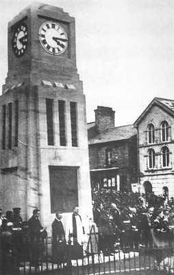 Old photograph of the unveiling of the Blaenavon War Memorial