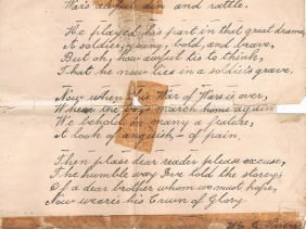 War Poem by William G Payne for his dead brother, Thomas A Payne