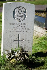 WW1 grave of Company Quartermaster Serjeant D Jacobs 205196 Royal Welsh Fusiliers