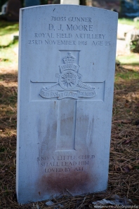 WW1 grave at Panteg Cemetery. Gunner D J Moore 78033 Royal Field Artillery.