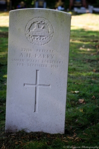 Panteg WW1 grave of Private Arthur Hugh Parry, 27126, South Wales Borderers