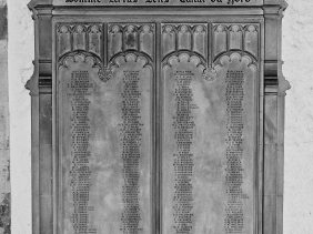 Great War memorial to the 1st Battalion, Monmouthshire Regiment. Situated in St Woolos Cathedral, Newport.