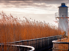 East Usk Lighthouse at Newport Wetlands Nature Reserve, Wales.